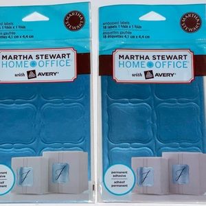 Set of 2 Martha Stewart Home Office Avery Embossed Blue Metallic Labels